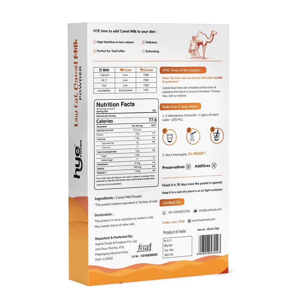 Hye Foods Low Fat Camel Milk Powder, 500 g-2.webp